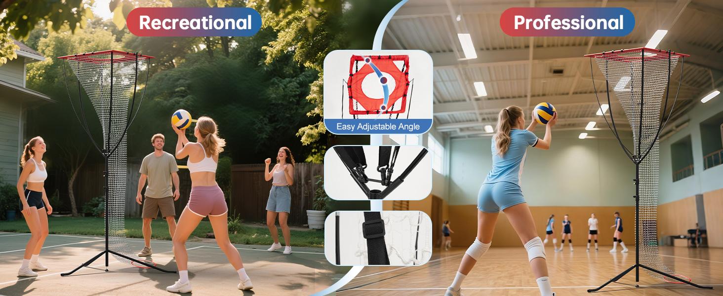 Volleyball Setter Training Net – Adjustable Height & Angle, Heavy-Duty Portable Frame for Indoor/Outdoor Setting, Serving & Spiking Practice
