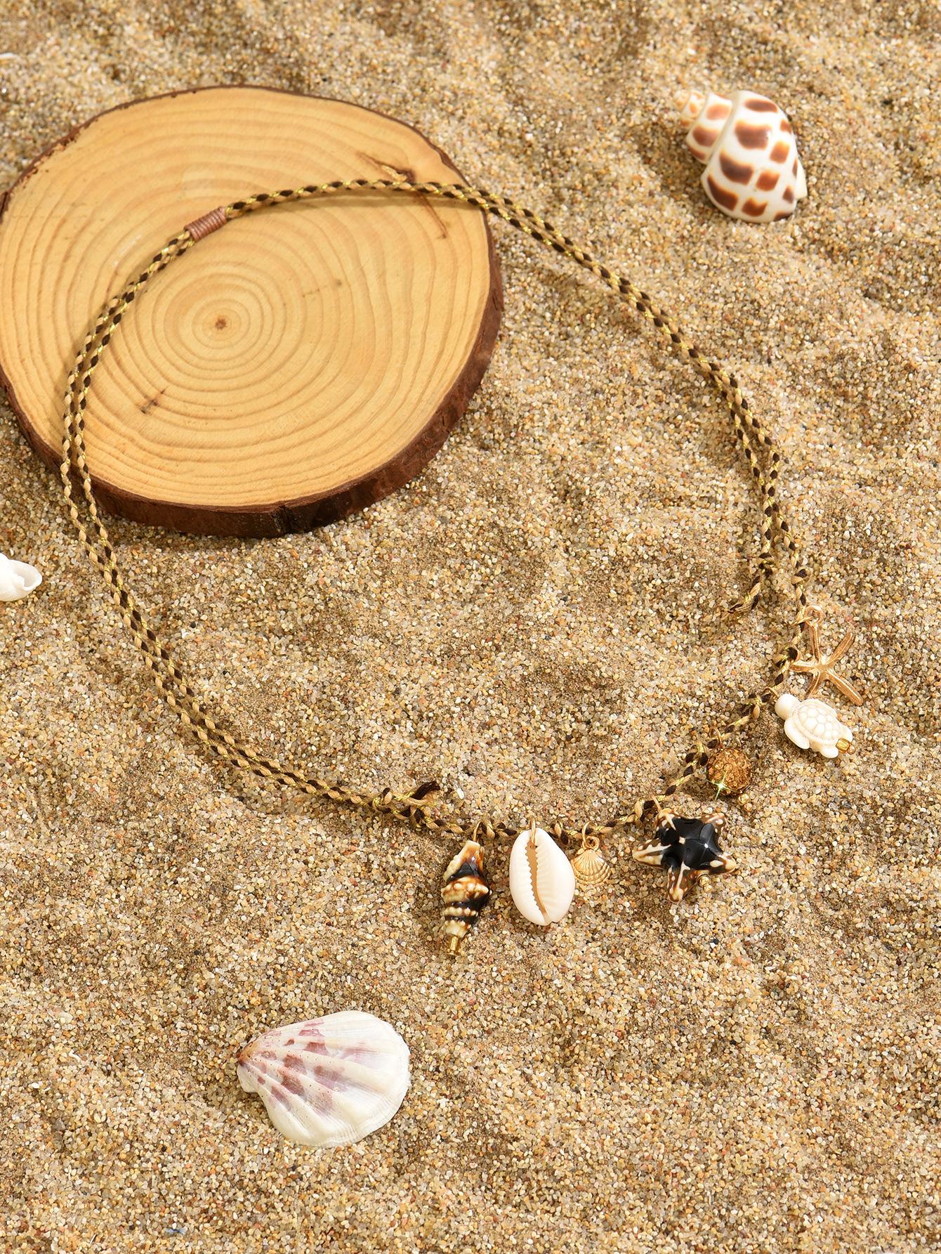 Ocean breeze shell dopamine starfish necklace colorful string ceramic small fish pendant jewelry for women