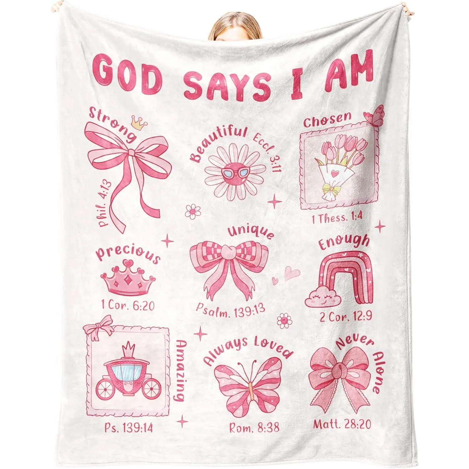 Baptism Gifts for Girl Christening, Christian Gifts for Girls, Flannel Soft Girl Blanket Decor, Christian Gift for Women on Birthday Christmas, Bible Verse Scripture Prayer Blanket