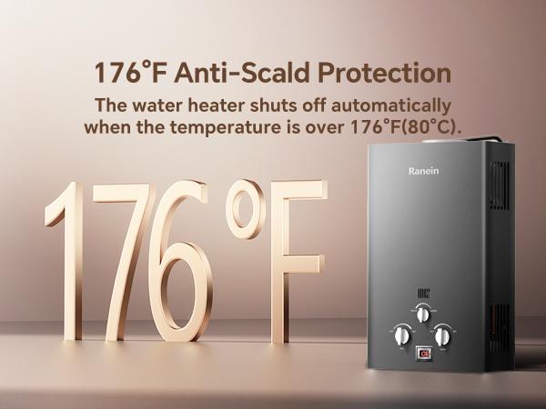 Ranein 8L Tankless Water Heater, Propane Gas, Outdoor Up to 2.11 GPM, 48,000 BTU On-Demand Instant Hot Water Heater Heating