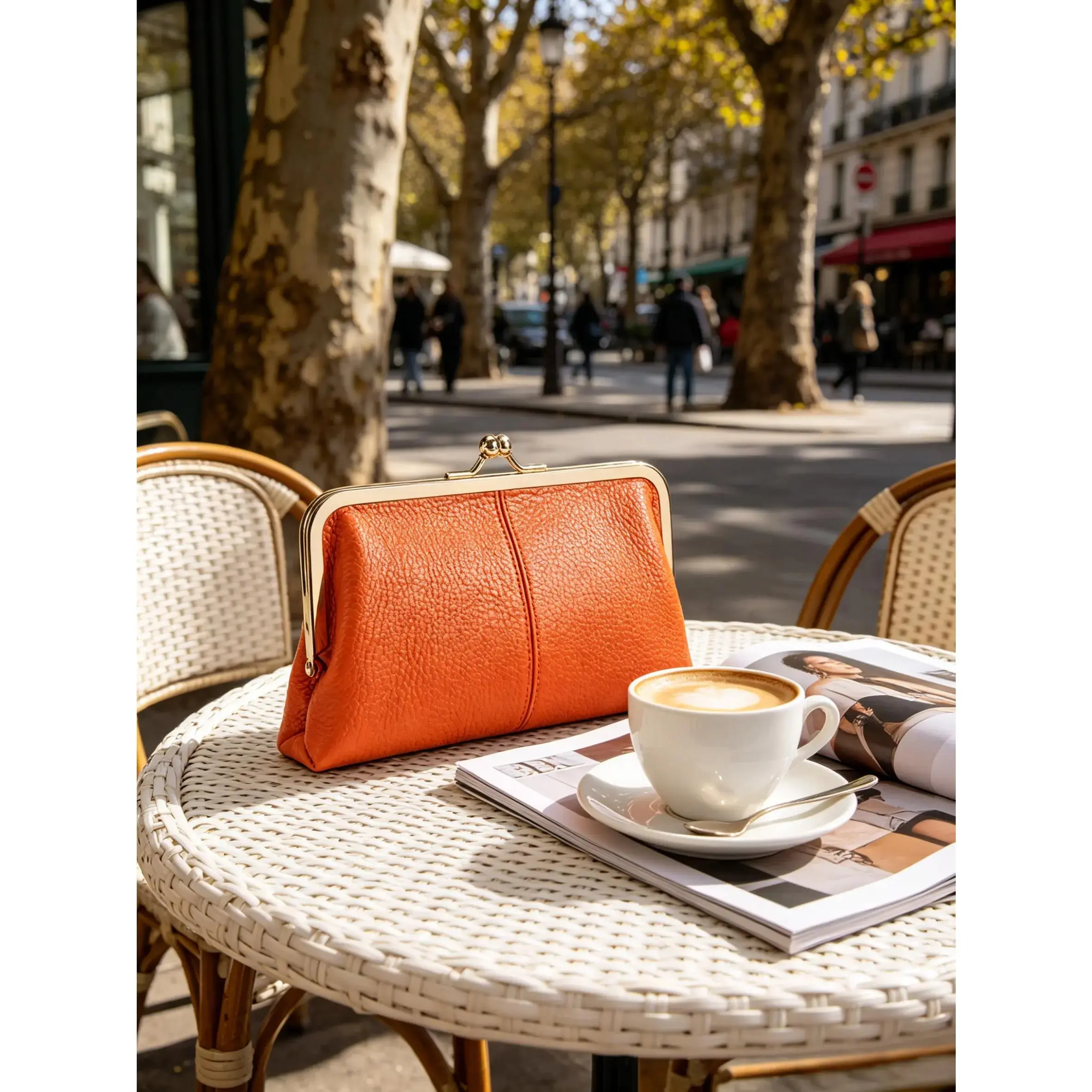 Women Luxury Retro Pebbled Genuine Leather Kiss‑Lock Clutch Bag, Compact Phone & Card Holder, Elegant Versatile Evening Purse, Special‑Occasion Gift for Ladies