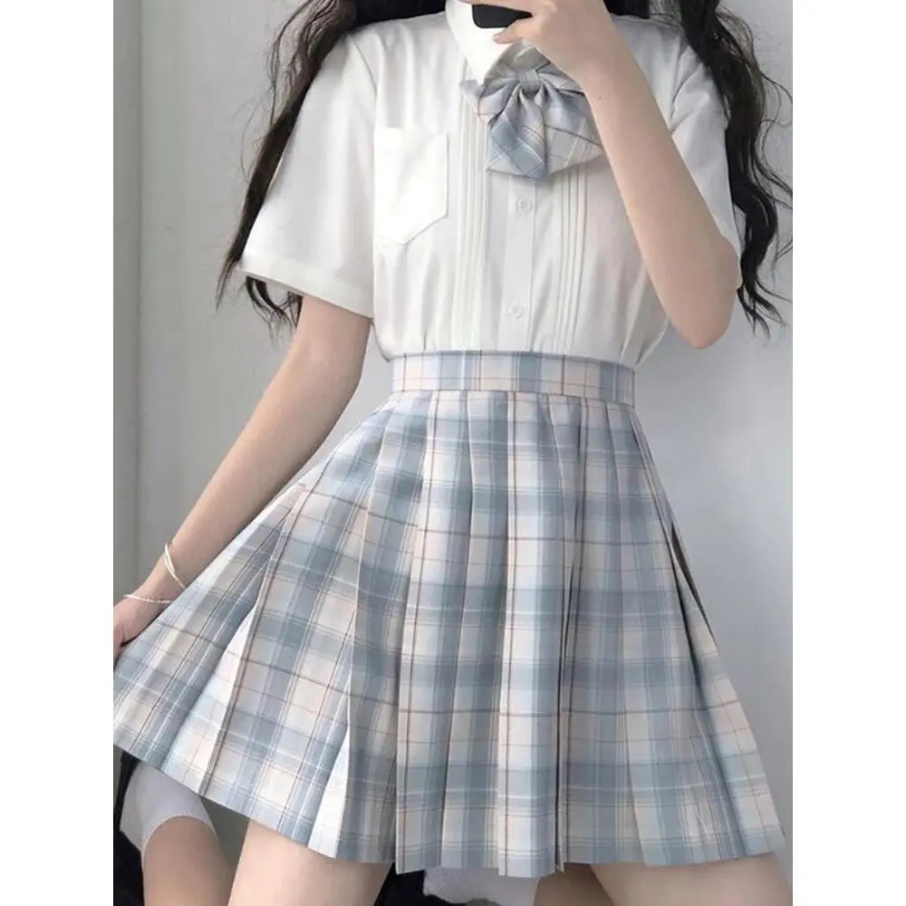 ZOKI Plaid Women Pleated Skirt Bow Knot Summer High Waist Preppy Girls Dance Mini Skirt Cute A Line Harajuku Sexy Japan Faldas