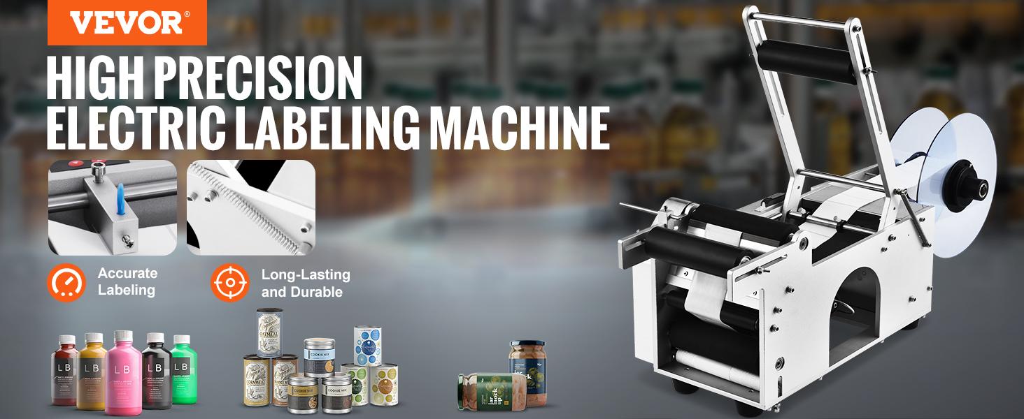 【Summerfinds】VEVOR Semi-Automatic Round Labeling Machine, 20-50pcs/min, Electric Bottle Label Applicator for Round Bottles, Round Bottle Labeler Suitable for Bottle Diameter 0.78-4.72 inches (with Pressing Bar)
