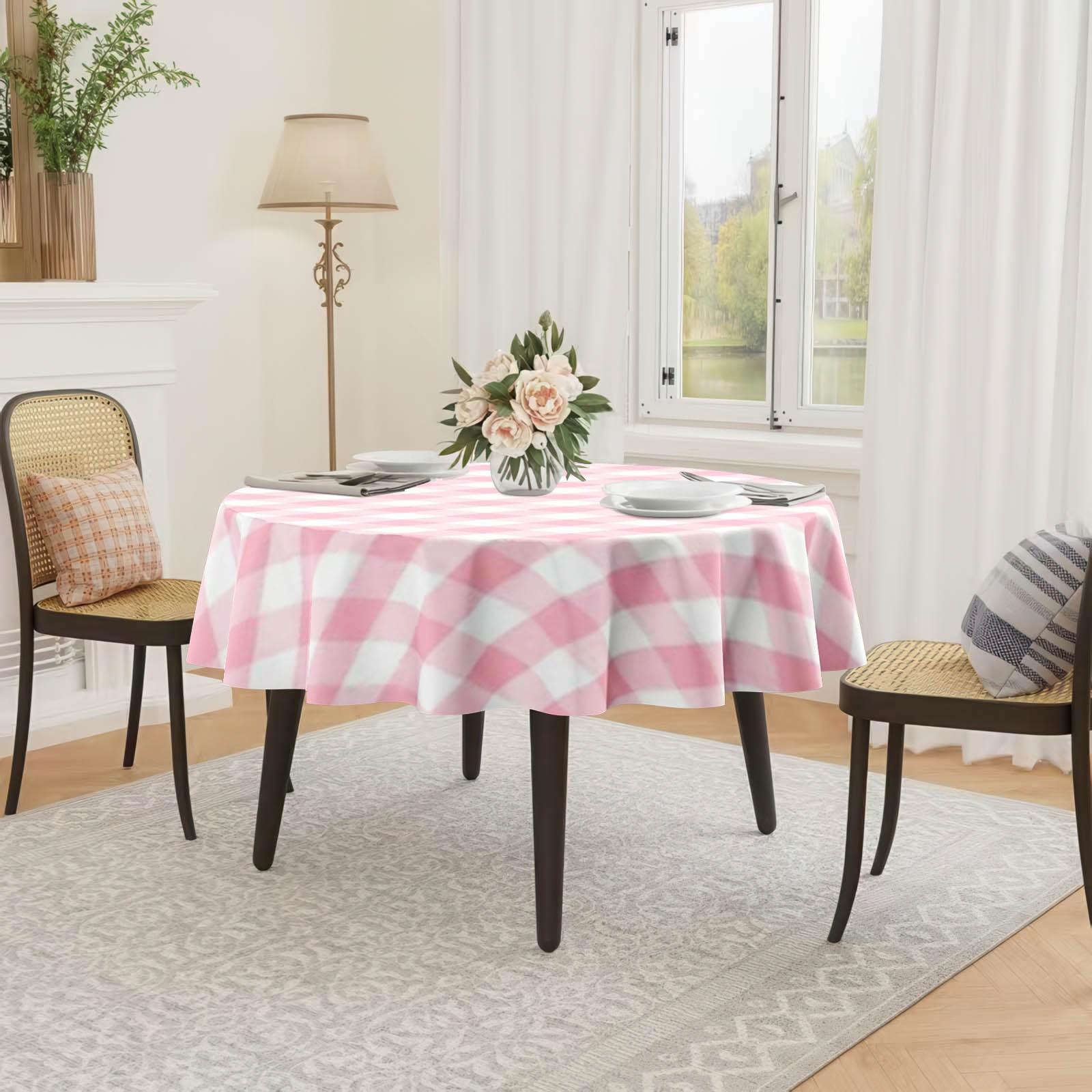 Plaid Style Tablecloth, 2D Fat Printing, Festival Party Tablecloth, Outdoor Camping Round Tablecloth, Kitchen Accessory, Ideal Gift