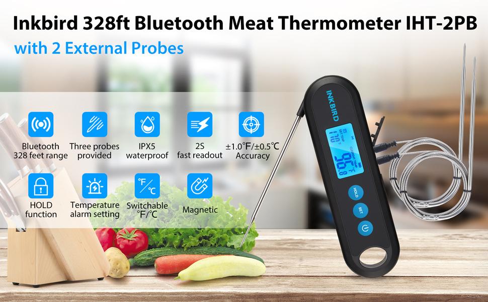 INKBIRD meat thermometer, 3-in-1Bluetooth Wireless thermometer, rechargeable temperature alarm, kitchen utensils,Grill Food Cooking Steel Stainless INKBIRD meat thermometer, 3-in-1Bluetooth Wireless thermometer, rechargeable temperature alarm, kitchen utensils,Grill Food Cooking Steel Stainless