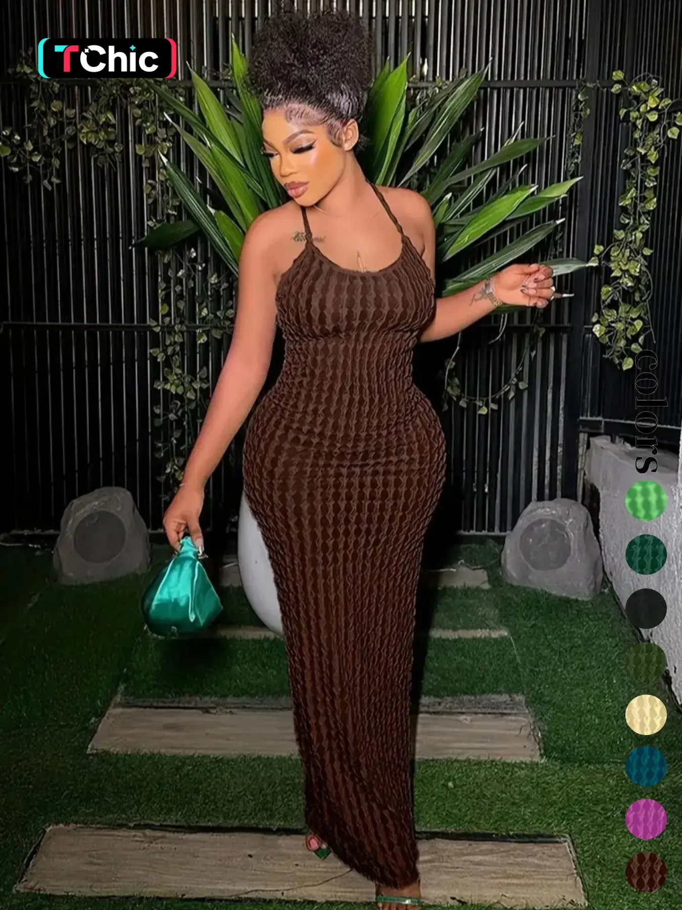 Women's Solid Criss Cross Backless Frill Trim Sleeveless Spaghetti Strap Cami Dress, Bodycon Maxi Dress for Party Club Dating Wear, Dresses for Women, Summer Dresses