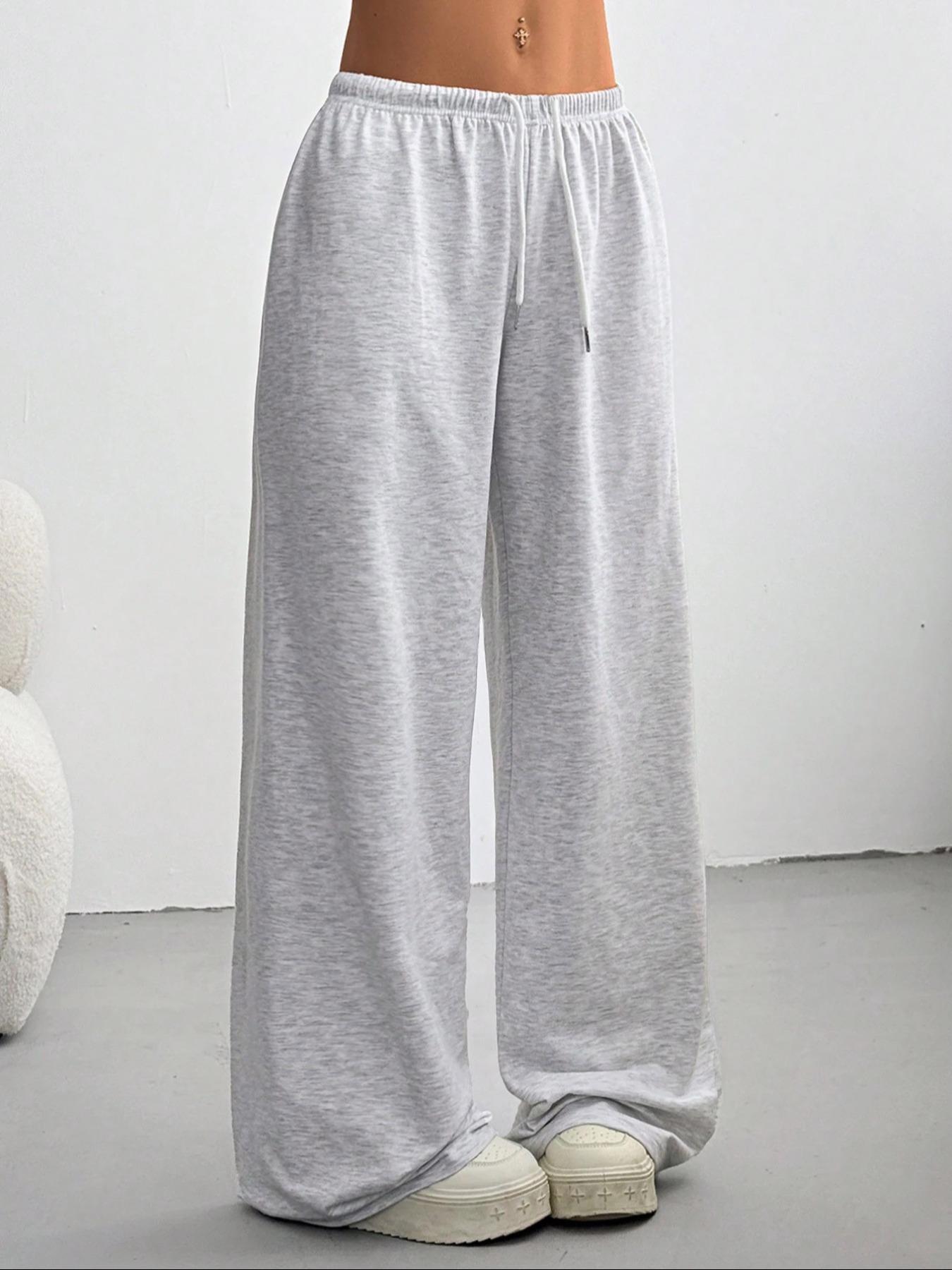 Women's Casual Loose-Fit Drawstring Pants, 3-Pack Plain Long Trousers, Comfortable Fabric Wide Leg Home Wear, Womenswear, Suitable for Spring Summer Fall Outdoor