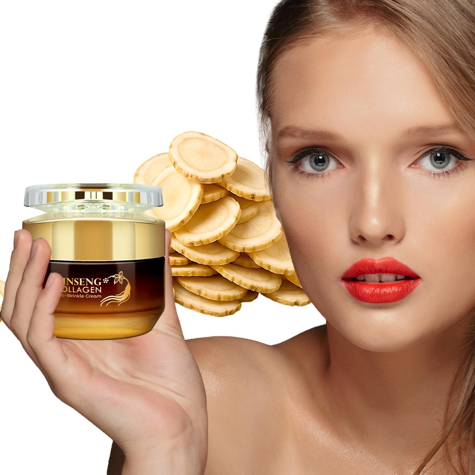 50g Ginseng Collagen Anti-Wrinkle Face Cream, Niacinamide, Shea Butter, Hyaluronic Acid, Moisturizing, Brightening, Hypoallergenic, All Skin Types