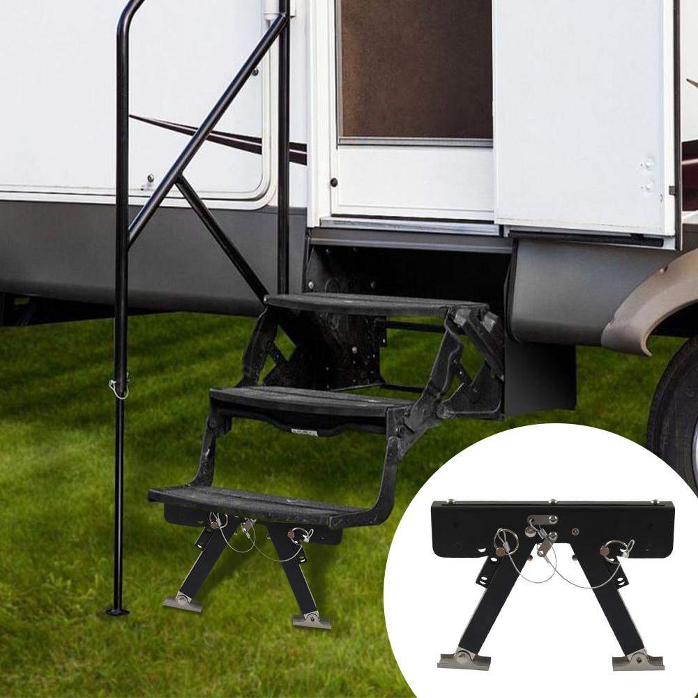 RV Folding Step Board Bracket Adjustable RV Folding Foot Stabilizer Height Ranges From 2.8in To 11.3in Foldable Ground Support Jacks for RV Travel Trailers Motorhomes