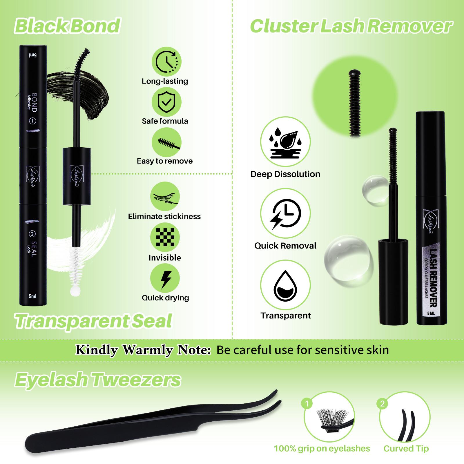 540Pcs D Curl 4 styles 10-18mm/14-22mm Mixed Length Volume & 3D Effect DIY Eyelash Extensions Individual Lashes Kit Soft And Comfortable False Eyelashes Long-Lasting Lashes Kit With Lash Bond&Seal Lash Remover And Tweezers Eyelash At Home For Daily Life