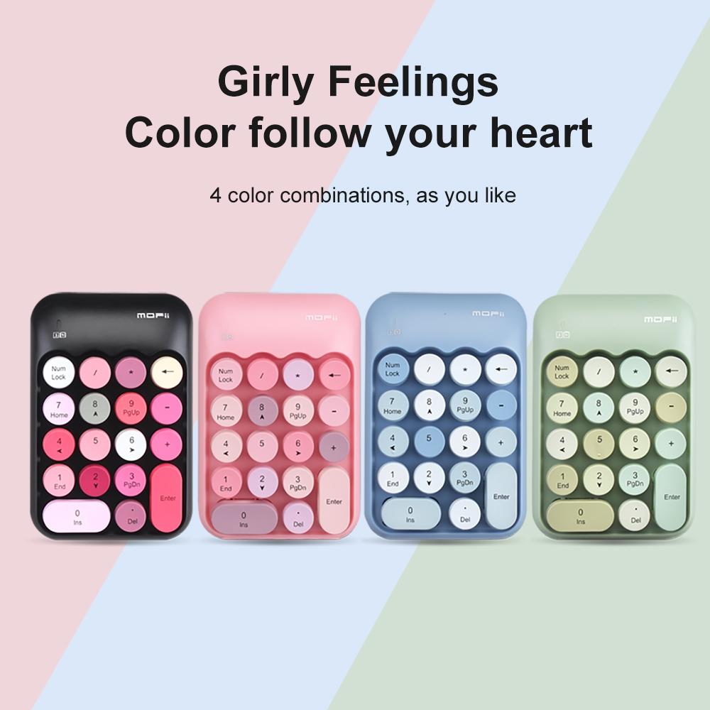 MOFii 1 Pack Macaron Pink Wireless Numeric Keypad, Portable Financial Office Keyboard, Universal for Laptop Desktop, US QWERTY (Battery Not Included)