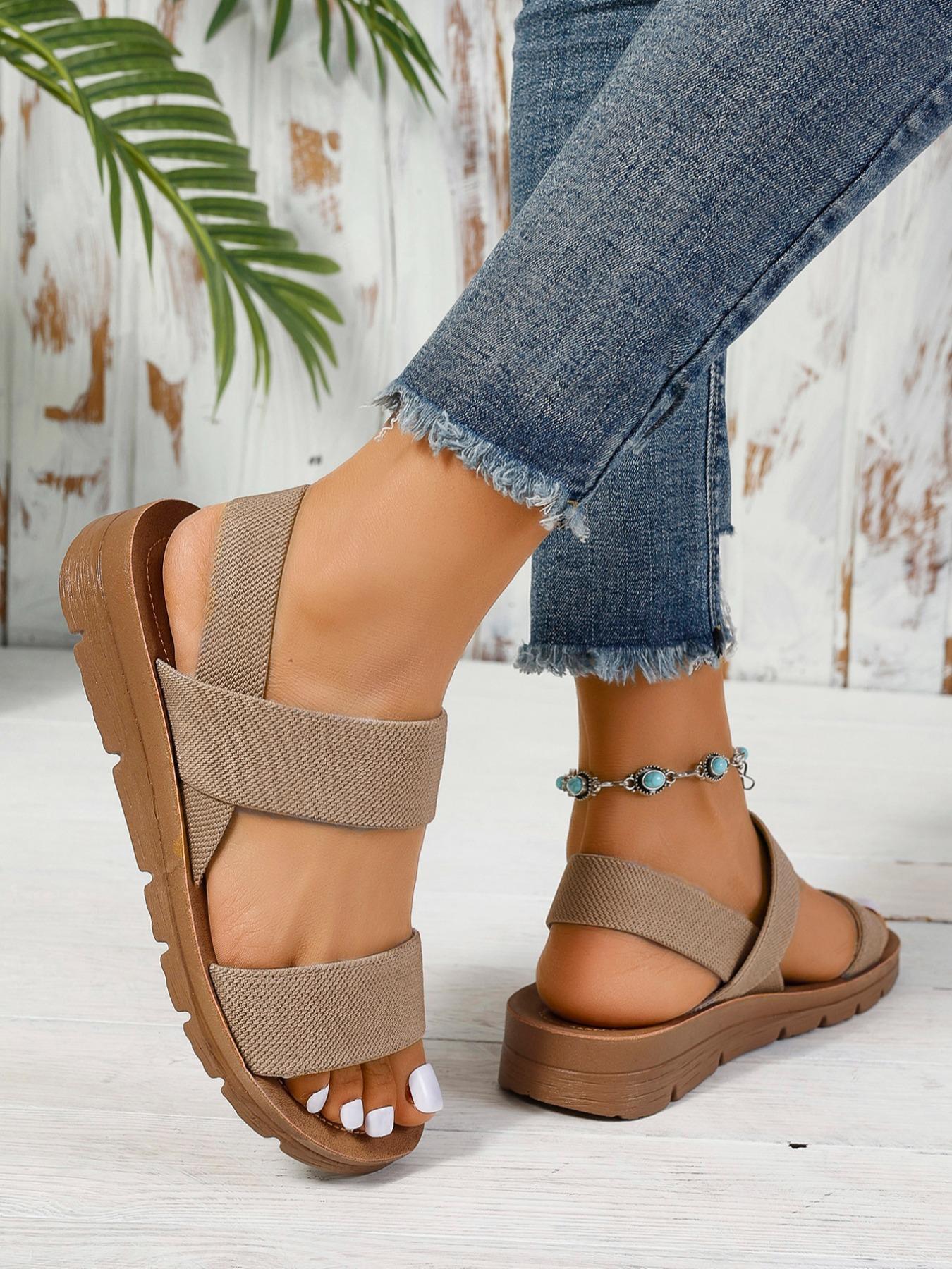 Women's Summer 2024 Fashionable Slip on Flat Sandals, Bohemian Trending Sandals, Casual Comfortable Sandals for Beach Party, Simple Comfortable Shoes for Indoor and Outdoor