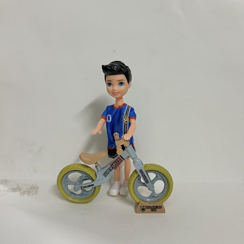 New 5.5 Inch Doll Set, Realistic Mini Bike Balance Toy, Role-Playing Playset, Unisex Kids Toy, Fun Pretend Play Gift