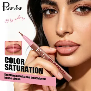 12 Color Lip Liner Pencil, Lip Stain Liner, Natural Long-Lasting Waterproof Sweatproof, Non-Sticky Cup Resistant Smudge-Proof, Smooth Application Round Tip Makeup Brush, Lipliner