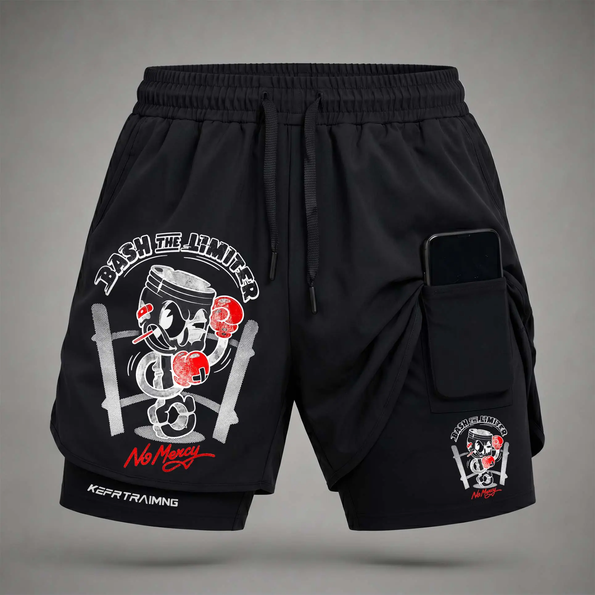 Men’s" Bash the Limiter Graphic Print 2-in-1 Athletic Shorts, Built-in Compression Liner, Secure Inner Phone Pocket, Elastic Drawstring Waist, Quick-Dry Gym Running Training Shorts for Summer Daily Wear
