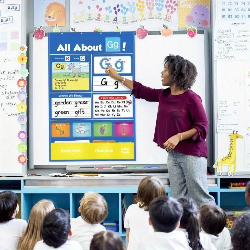 New Alphabet Learning Pocket Chart, Letter Study Sleeve Table Diagram, Educational Toy for Kids, Easy-To-Use Design