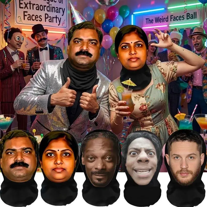 Indian-style 3D Party Realistic Mask Headgear, Abstract and Funny Cosplay Mask, Essential Equipment for Going Out for Cycling