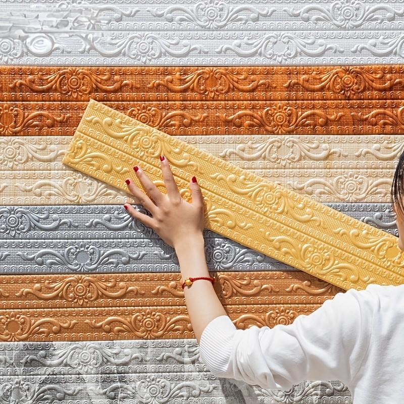 3-Pack Vinyl Wallpaper Strips, Self-Adhesive Waterproof Edge Seals, Interior & Exterior Baseboards, Ceiling & Wall Decor, Easy Application, Peel And Stick Wallpaper