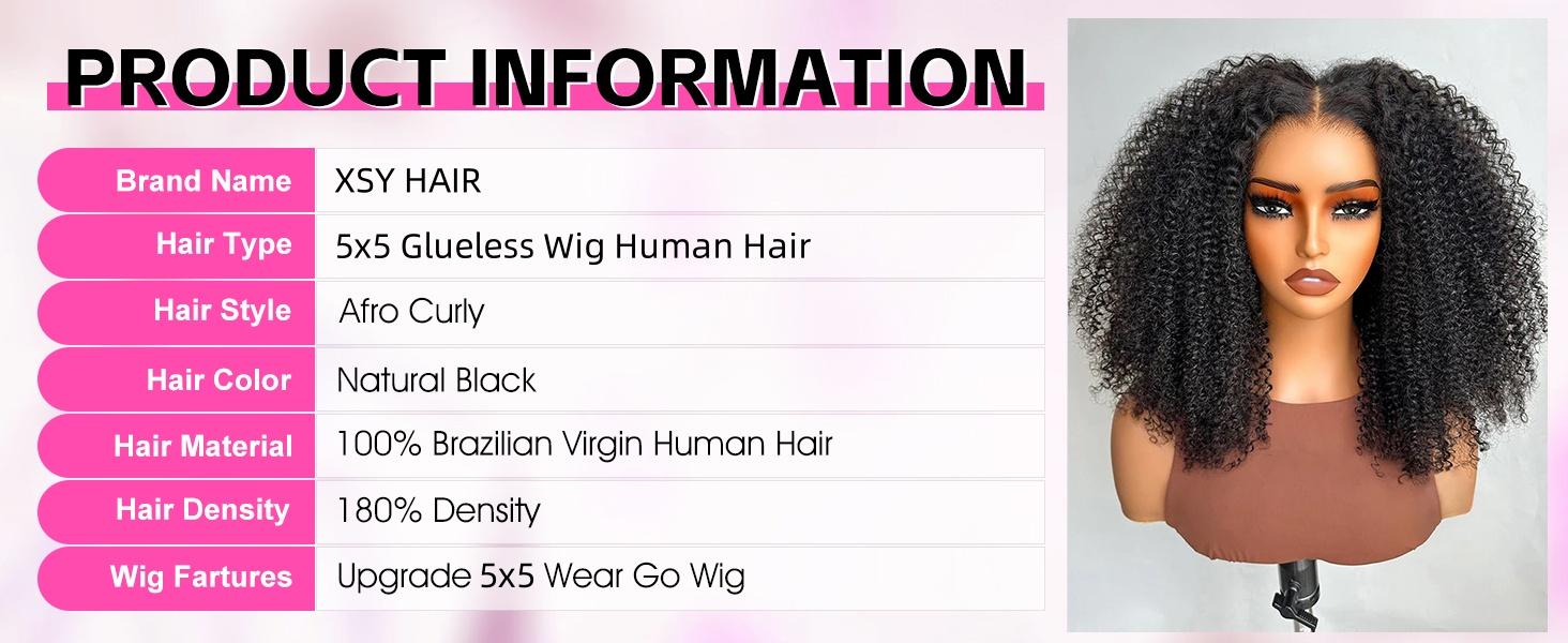 Afro Kinky Curly Glueless Wig 5x5 Bleached Knots Wear Go Wig Pre Cut HD Lace Front Wig 100% Kinky Curly Human Hair Wigs For Women Afro Kinky Curly Glueless Wig 5x5 Bleached Knots Wear Go Wig Pre Cut HD Lace Front Wig 100% Kinky Curly Human Hair Wigs For Women