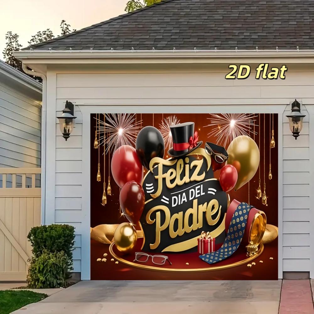2D Polyester Father's Day Banner, Spanish Language Party Background, Gold Gentleman Style Photo Wall, Latin American Decor Hanging Cloth