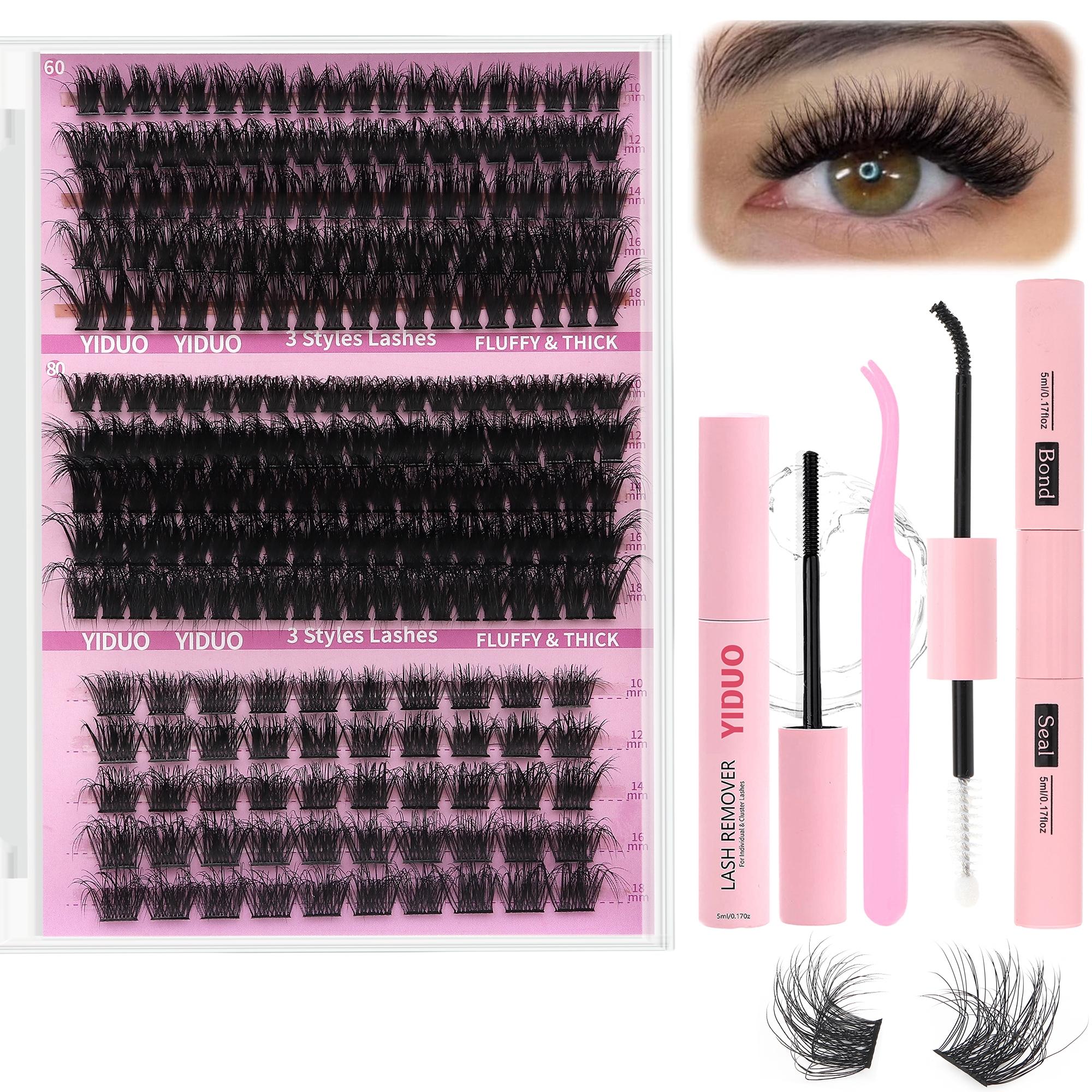 Volume Eyelashes Extension Set, 60D|70D|80D|90D & Thick Volume Lashes Clusters, Individual Lash Extensions Kit, 10-18mm D Curl Lash Extensions Kit with Lash Bond and Seal, Lash Remover, Lash Tweezers, DIY Lash Clusters at Home, Eyelash Bond Glue