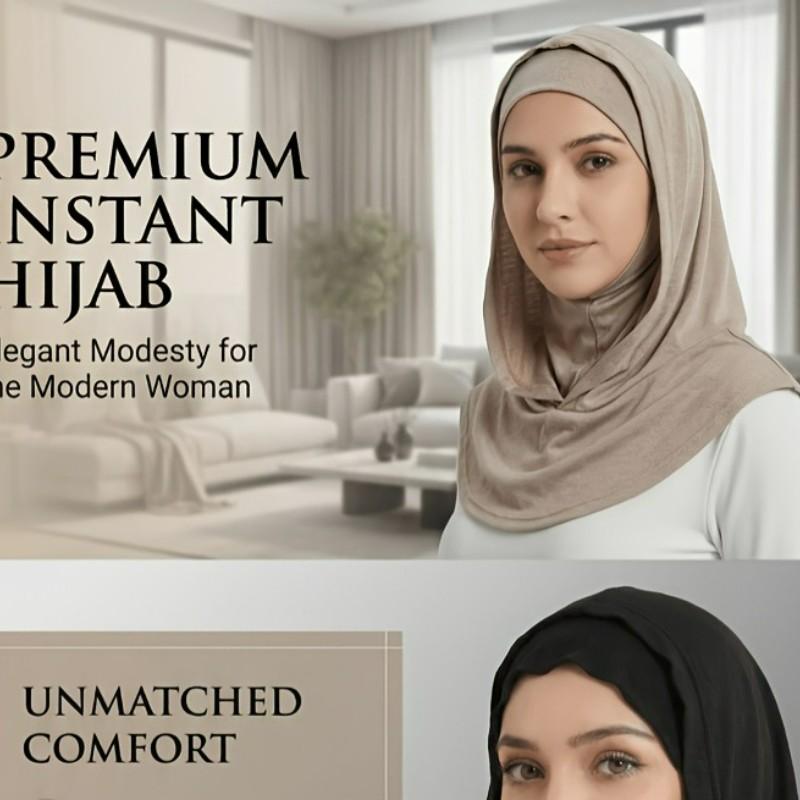 Elegant Muslim Headscarf, Comfortable Eid Headwear, Simple Fashion, High-Quality Double-Layered Hat Scarf, Essential for Ramadan