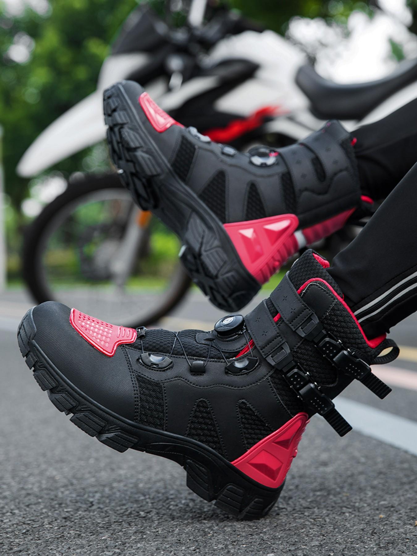 Men's Motorcycle Riding Shoes, Anti-Slip Racing Boots, Waterproof Safety Design, Comfortable and Secure, Ideal for Safe Cycling