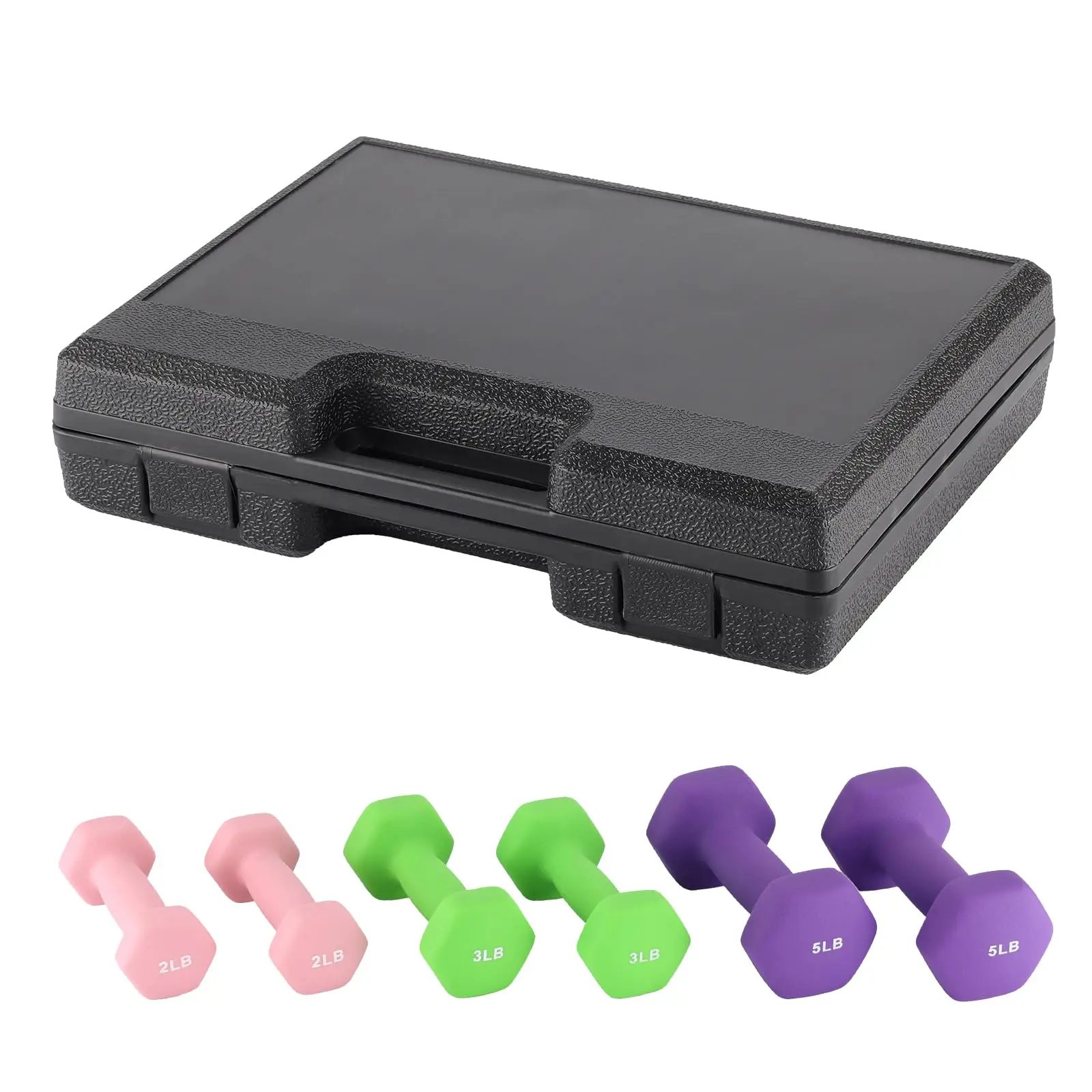 Garvee PVC Coated Dumbbell Weights Set for Home Gym with Multiple Weight Combinations Including 2+3+5 LBS and 5+10+15 LBS, Packed in Pairs with Storage Options for Easy Organization
