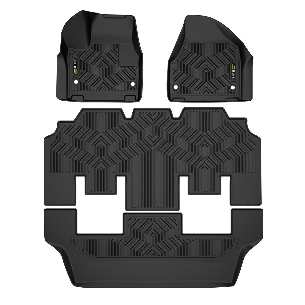 CROSSDESIGN 3PCS Floor Mats for PACIFICA 2017-2025 Plaid 3D Material Cargo Liners All-Weather Car Mats Anti-Slip Trunk Mat  Accessories Custom Fit 7 and 8 passenger model