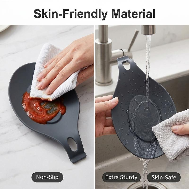 Multi functional kitchen spoon holder, easy to clean, heat-resistant, food grade silicone keeps the countertop clean and tidy. Available in multiple colors