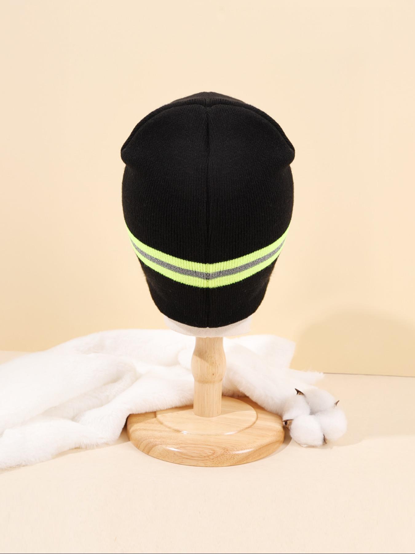 Cold Weather Beanie with Reflective Strips, Fitted Stripe Design for Men & Women, Ideal for Running Hiking Cycling, Fall/winter Essential