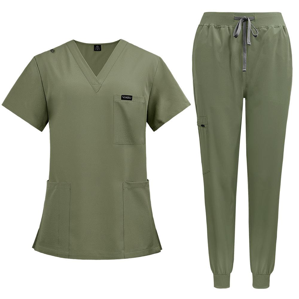 Comfortable Leisure Care Center Daily Practical Work Clothes Set Women Unisex Doctor Hospital Uniform Top Jogger Pants Veterinary Nursing Uniforms