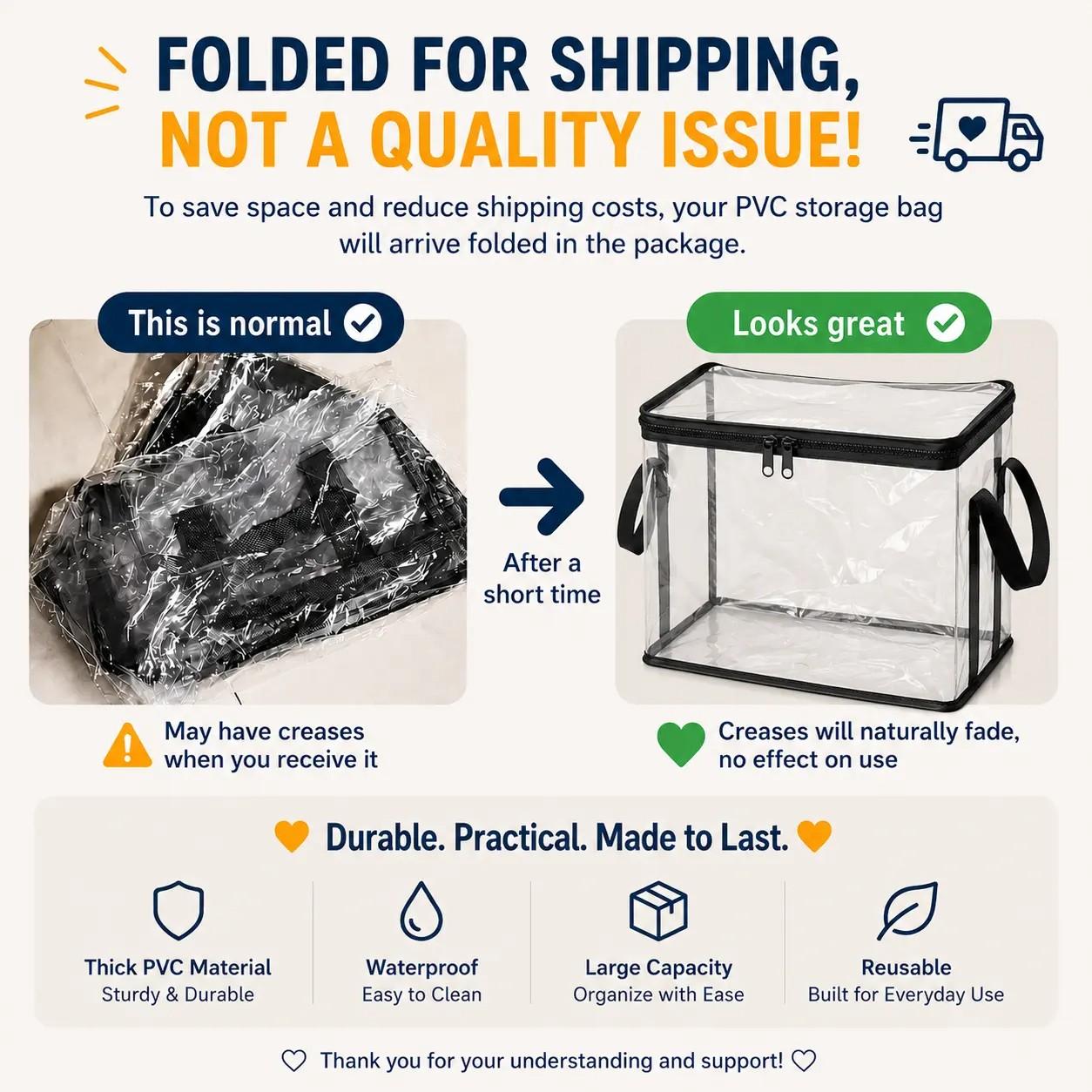Transparent Storage Box, Thickened PVC Waterproof Dustproof, with Handle, Doll Book Organizer, Doll Storage Container, Multi-Use Bag for Home Camping Moving Garage