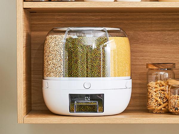 UFORU Moisture-Proof Grain Dispenser with lid, Proof & Insect-Proof, Durable Plastic,360°Rotating Design, Multi-GridGrain Storage Container Perfect for Rice, Grains, Cereals, Flour, Pet Food & Mini Candies  Kitchen Gadgets Kitchenware Home #SummerVibes