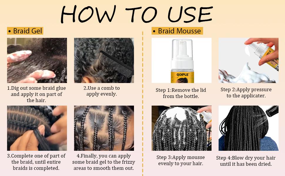 Braiding Gel Kit for Twists, Locs, Braids, and Cornrows - Long Lasting Hold,High Shine Hair Styling Tools Moisture  Repair Rosemary