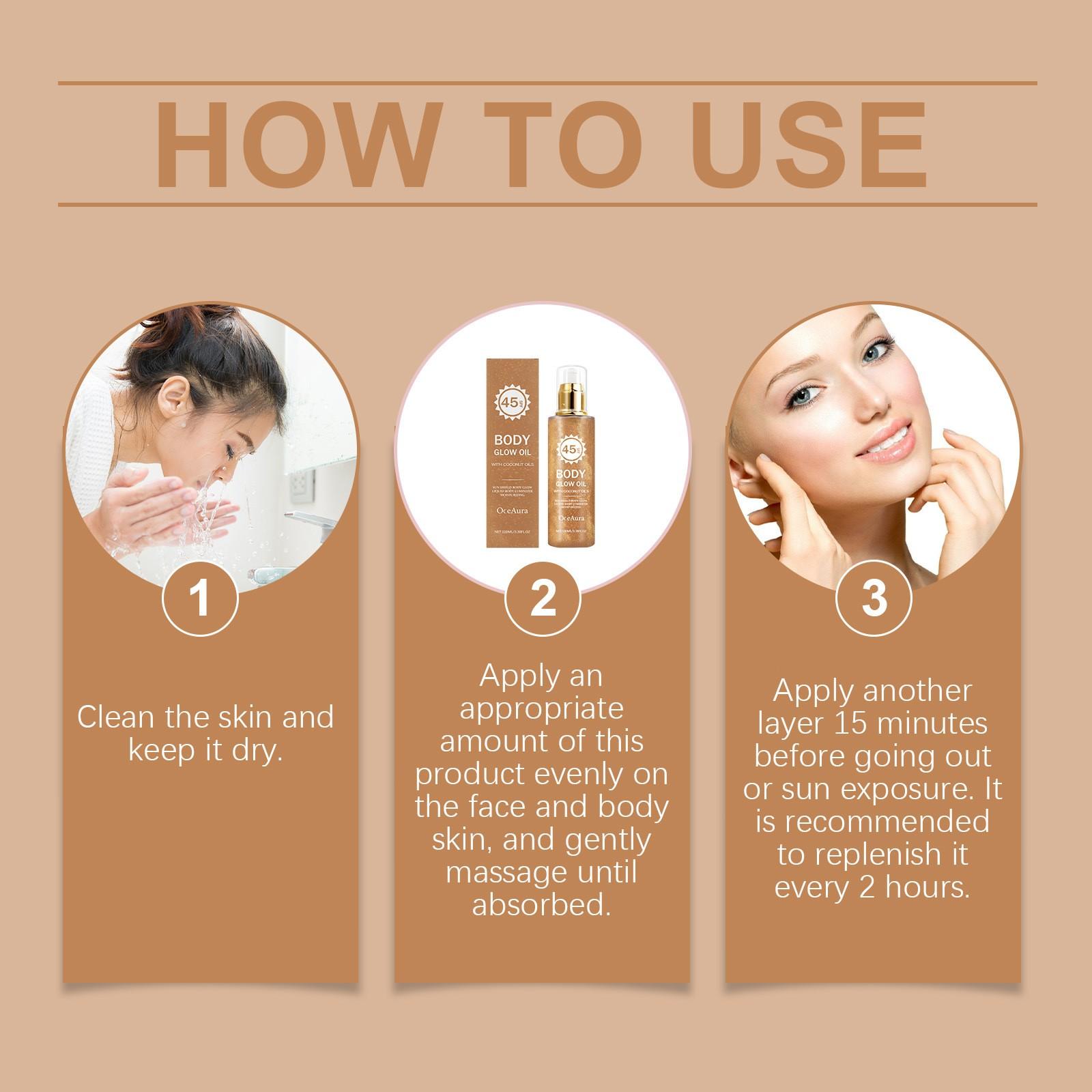 Coconut Highlighter Oil + Contour Brush (100ML+1pc), Outdoor UV Protection, Non-Greasy, Gentle Skin Care, Smooth and Comfortable