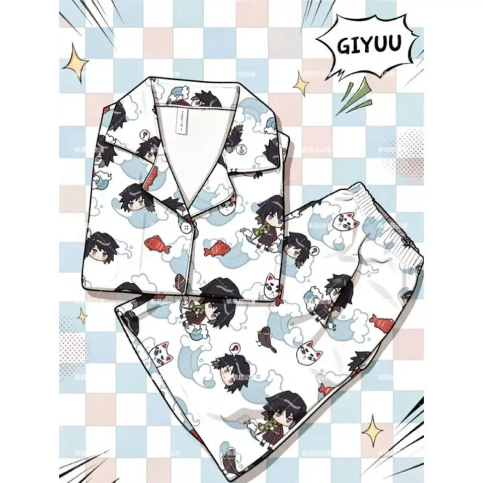 2026 New hot item Demon Slayer Anime Pajama Set Summer Short Sleeve Shorts Cosplay Homewear Unisex Casual Loungewear Outfit for Men Women Teens