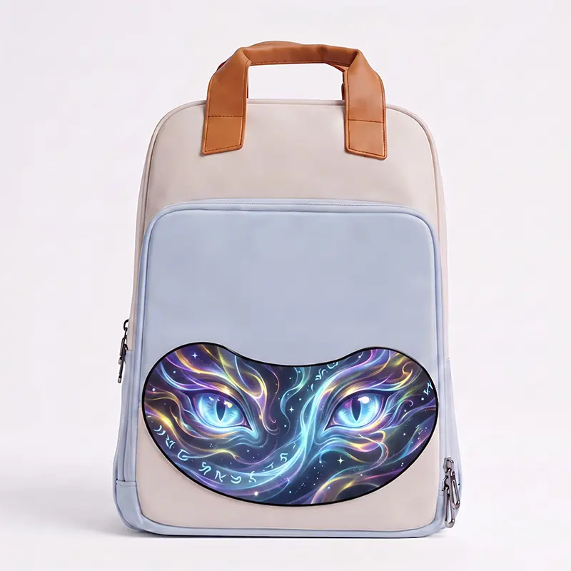 LED Backpack with Programmable Screen Macaron Blink Pale Blue Style, Smart Bluetooth Pixel Art Display, Ultra Slim 15.6" Laptop Backpack, DIY Animation, Tech Gift for Men Women School Travel (Power Bank Not Included)