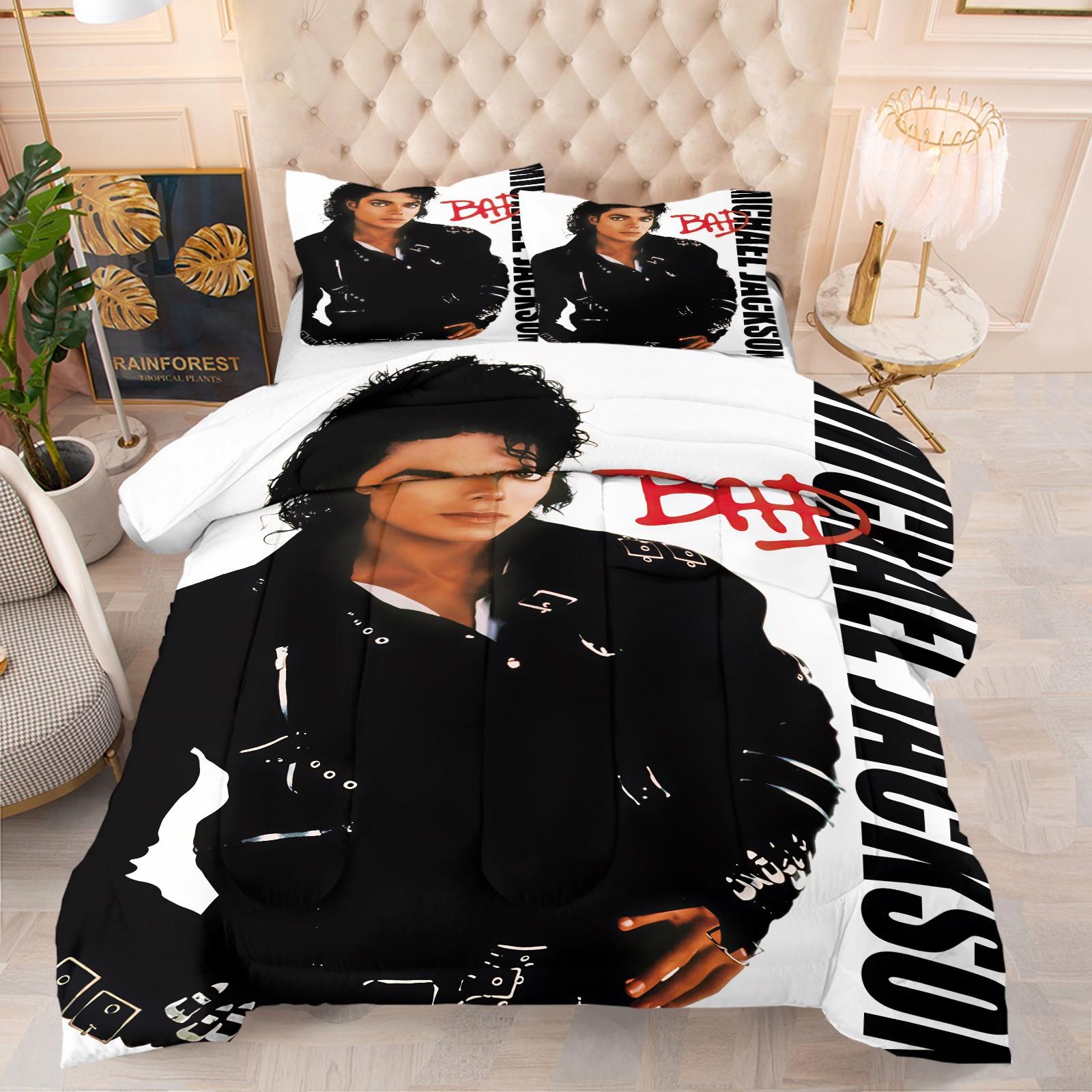 Michael Jackson Pattern Comforter Set, Soft And Durable Bedding Set, Including 1 Quilt And 1 Or 2 Pillowcases, Suitable For Children And Adults Daily Holiday Birthday Gifts Bedroom Decorations