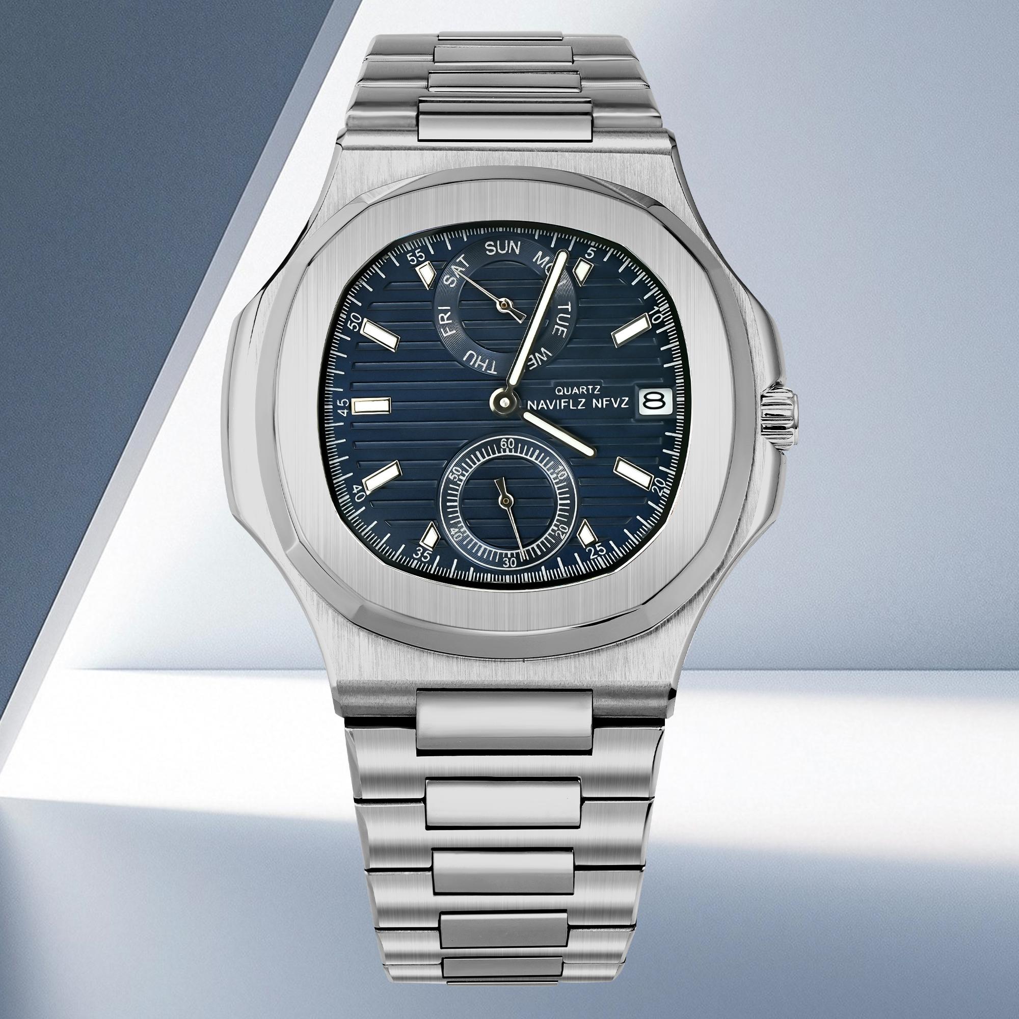 NAVIFLZ NFVZ  Luxury Men Wristwatch Business Waterproof Luminous Date Man Watch Stainless Steel Men's Quartz Watches Relogio Masculino