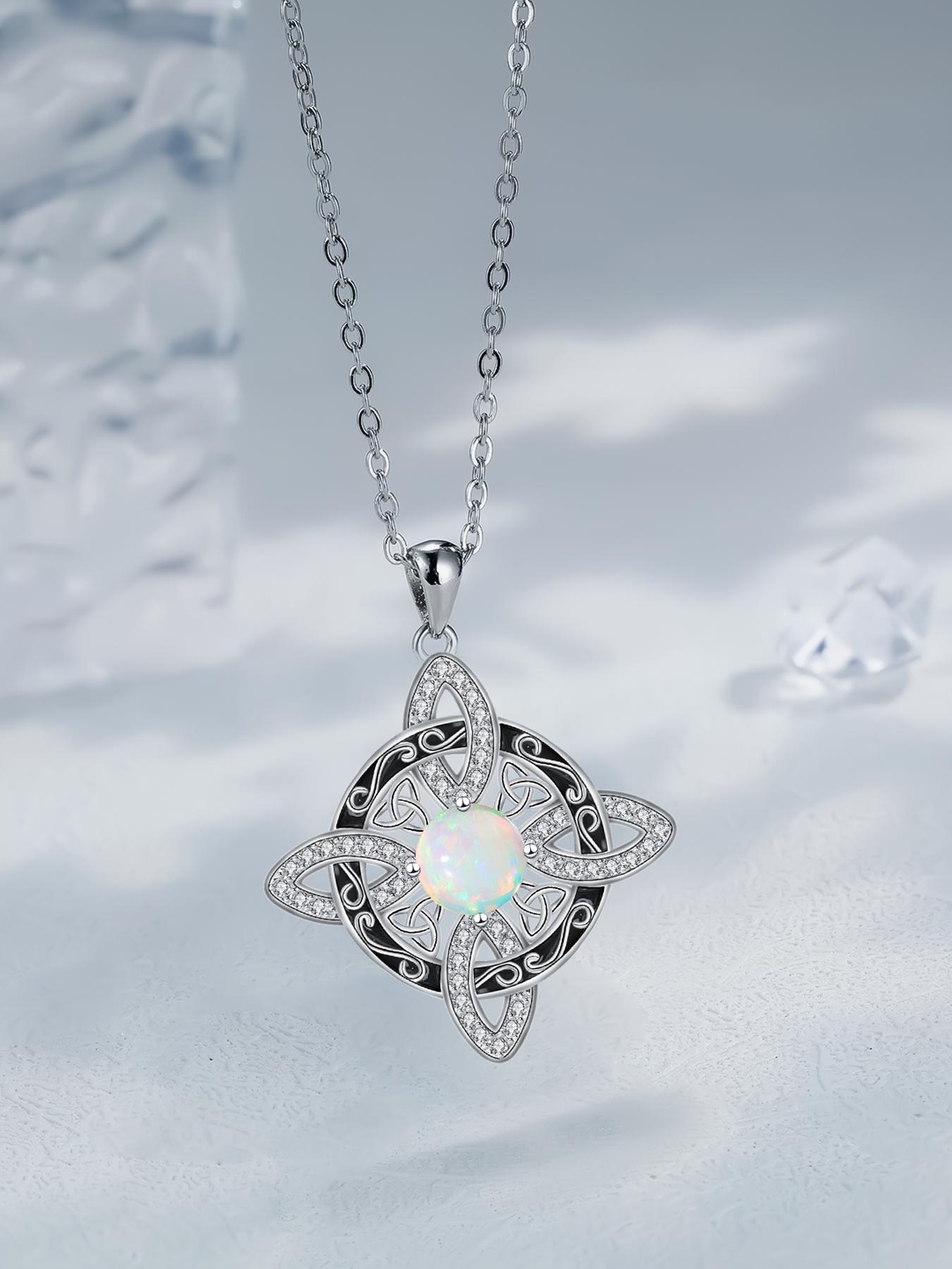 Moonstone Witches Knot Necklace With Blessing Message Card,  Good Luck Irish Knot Necklace, Protection Jewelry Gift for Women, Charm Necklace