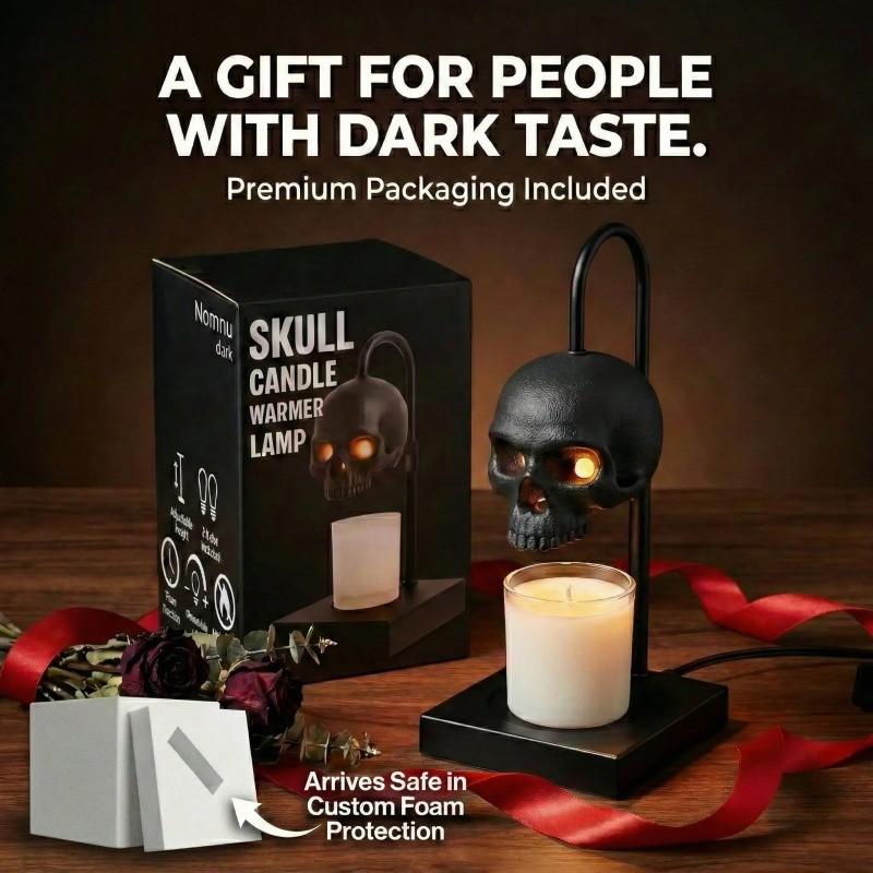 Skull Candle Warmer Lamp with Timer & Dimmer, Adjustable Height Gothic Candle Lamp, Perfect for Ambiance Lighting, Candles Not Included