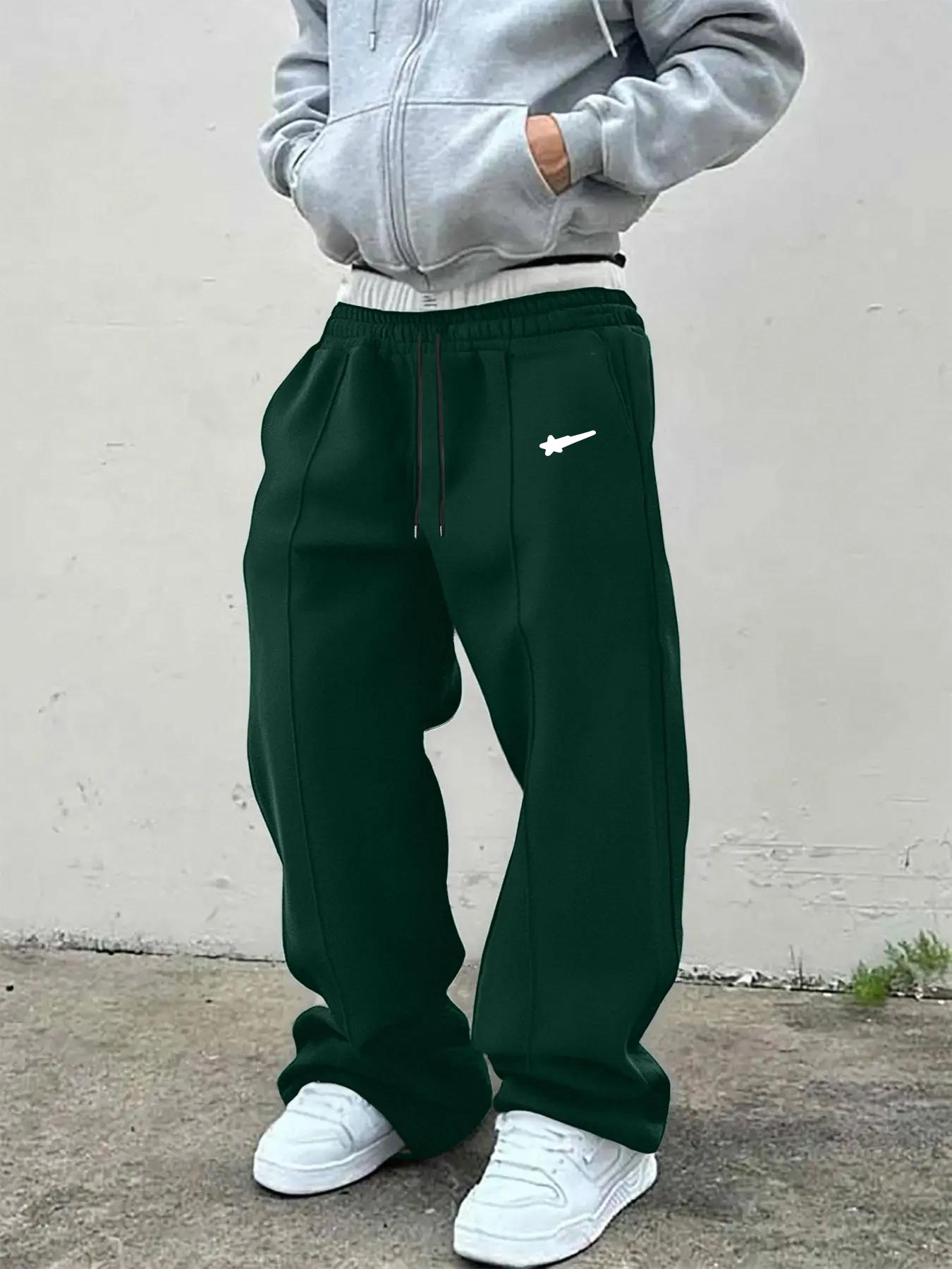 Men's Solid Color Drawstring Waist Sweatpants, Loose Casual Comfy Jogger Pants for Daily Wear, Woven Bottoms for Summer