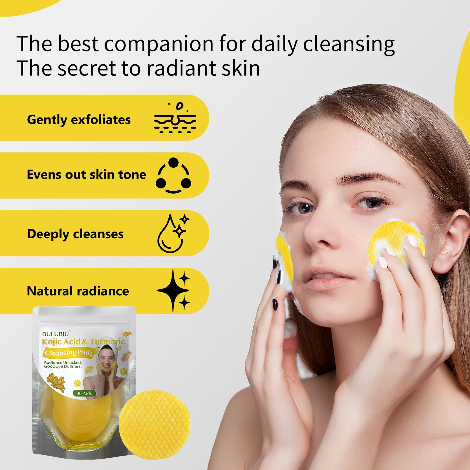 6-Pack Turmeric Kojic Acid Cleansing Pads Cleansing, Exfoliating, Daily Care, For Men and Women