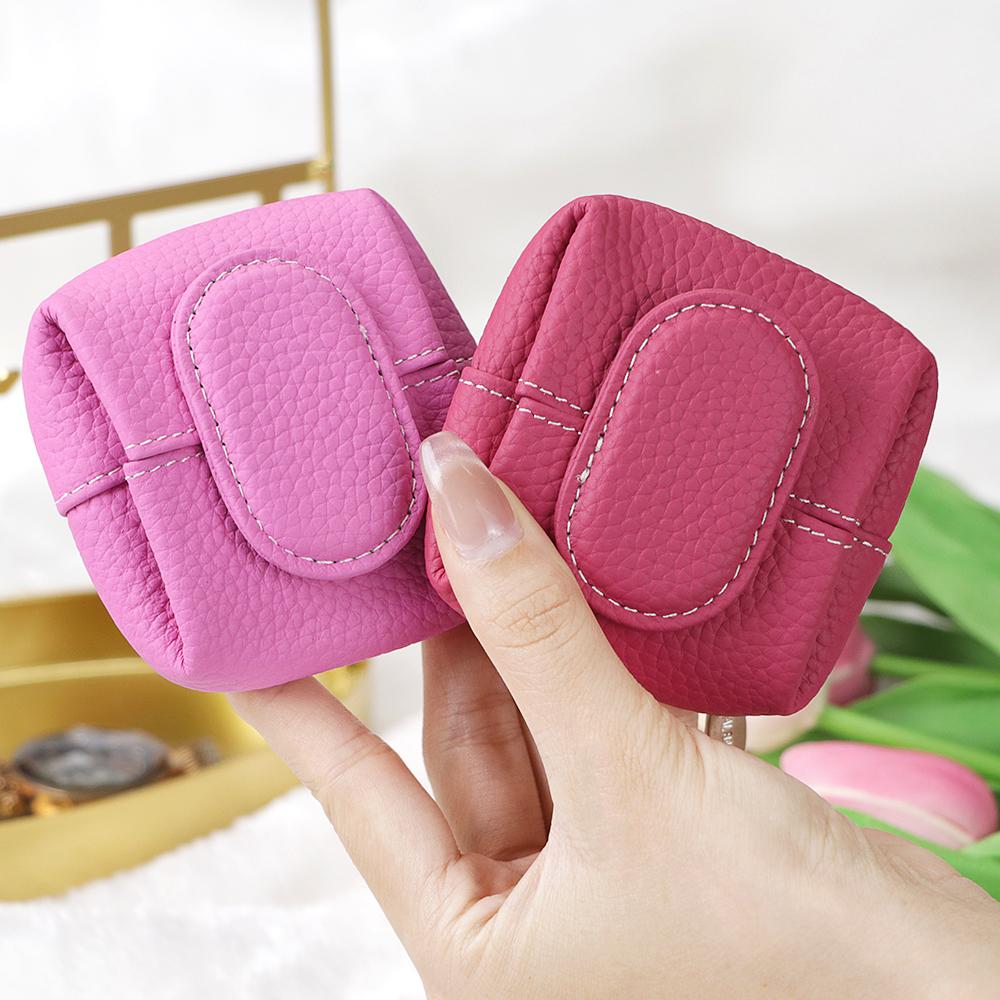 Royal Bagger Mini Lychee Pattern Coin Purse, Solid Color Buckle Key Earphone Storage Bag, Casual Change Pouch for Daily Use 1603 SpringStatements