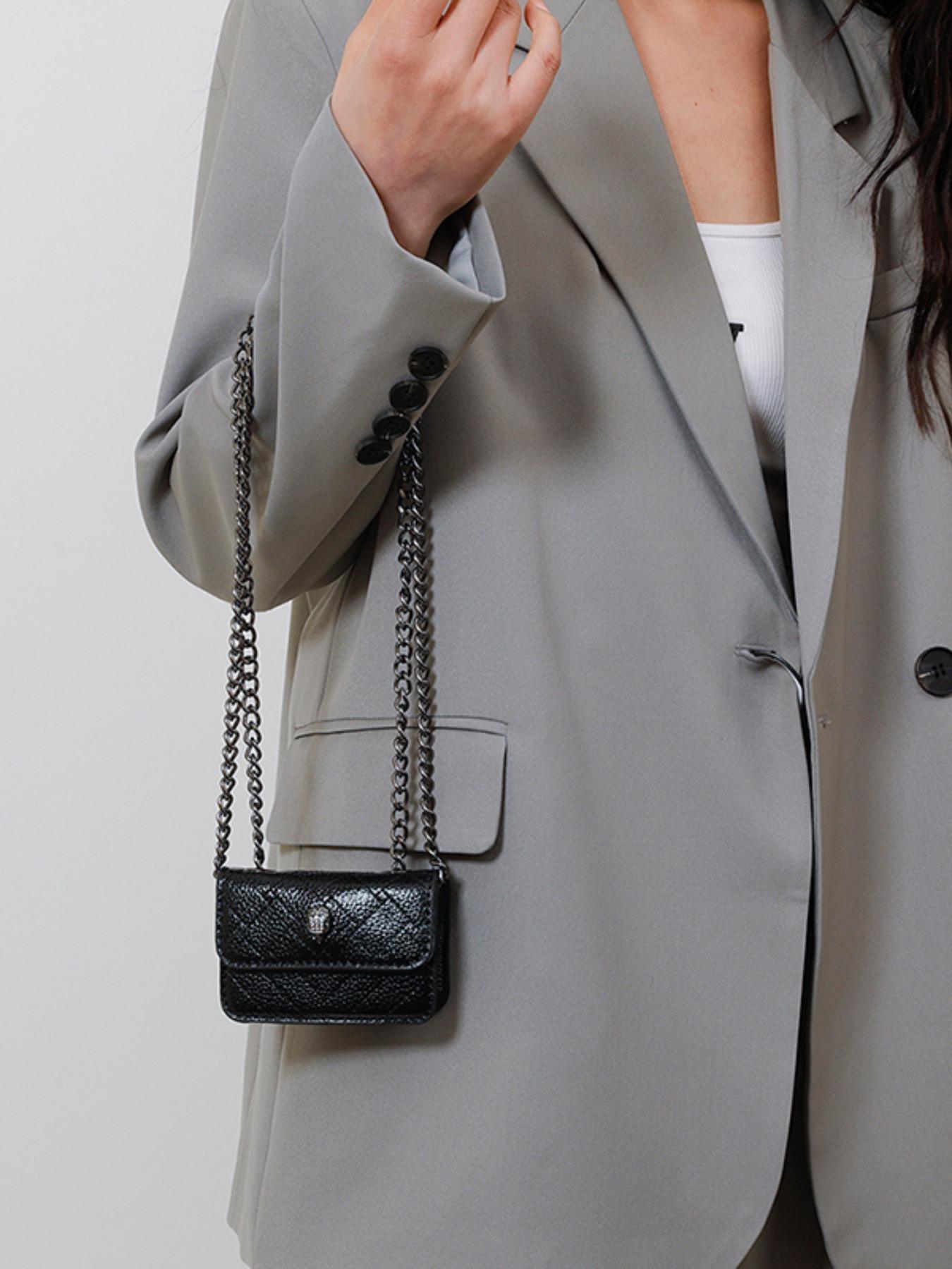 Women's Mini Chain Crossbody Bag, Plain PU Material, Casual Style, All-Season Fashion Accessory, Trendy Light Luxury Design