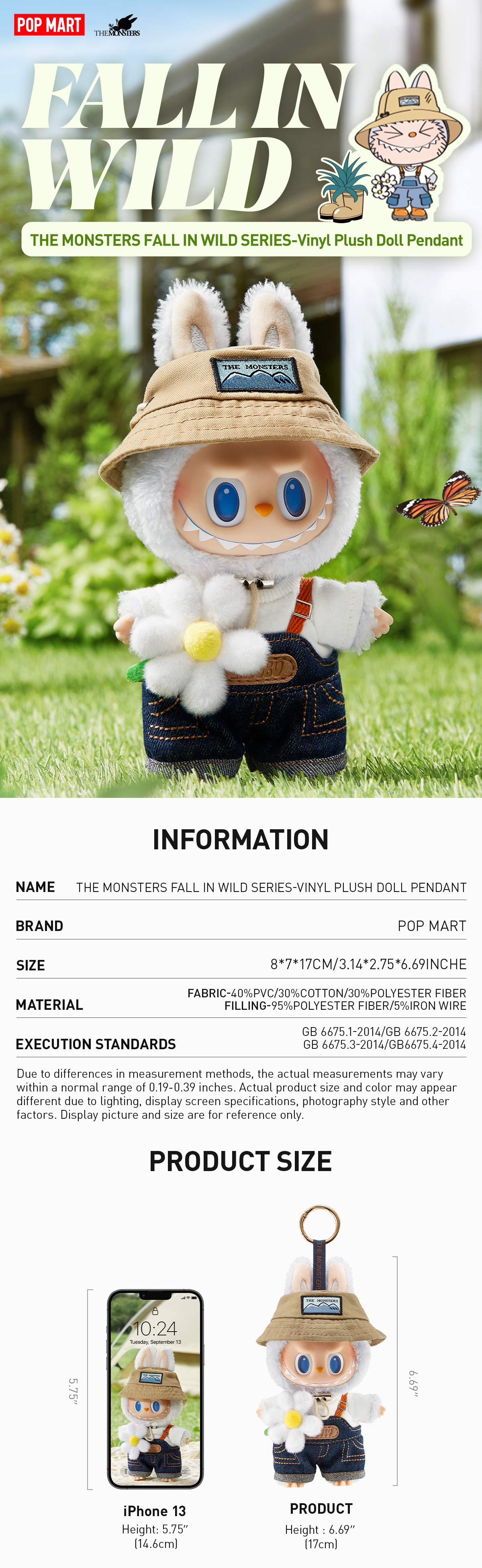 POP MART THE MONSTERS FALL IN WILD SERIES-Vinyl Plush Doll Pendant, Labubu Collectible Toys