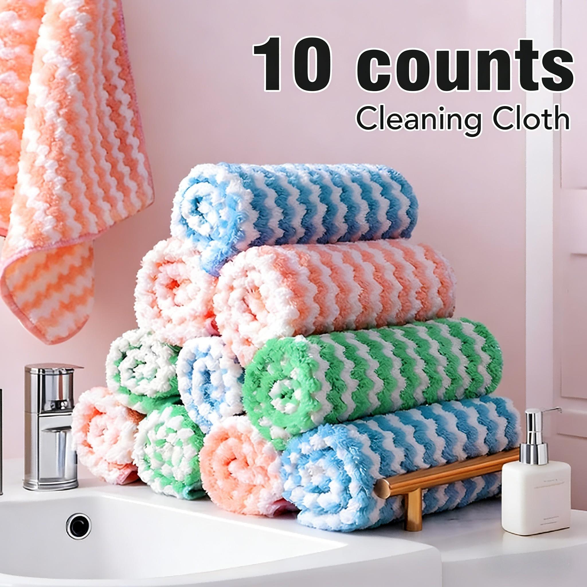 10 Counts Microfiber Cleaning Cloth, Super Soft Absorbent Dish Towels Rags Cloths for Washing Dishes and Kitchen Drying, Random Colors