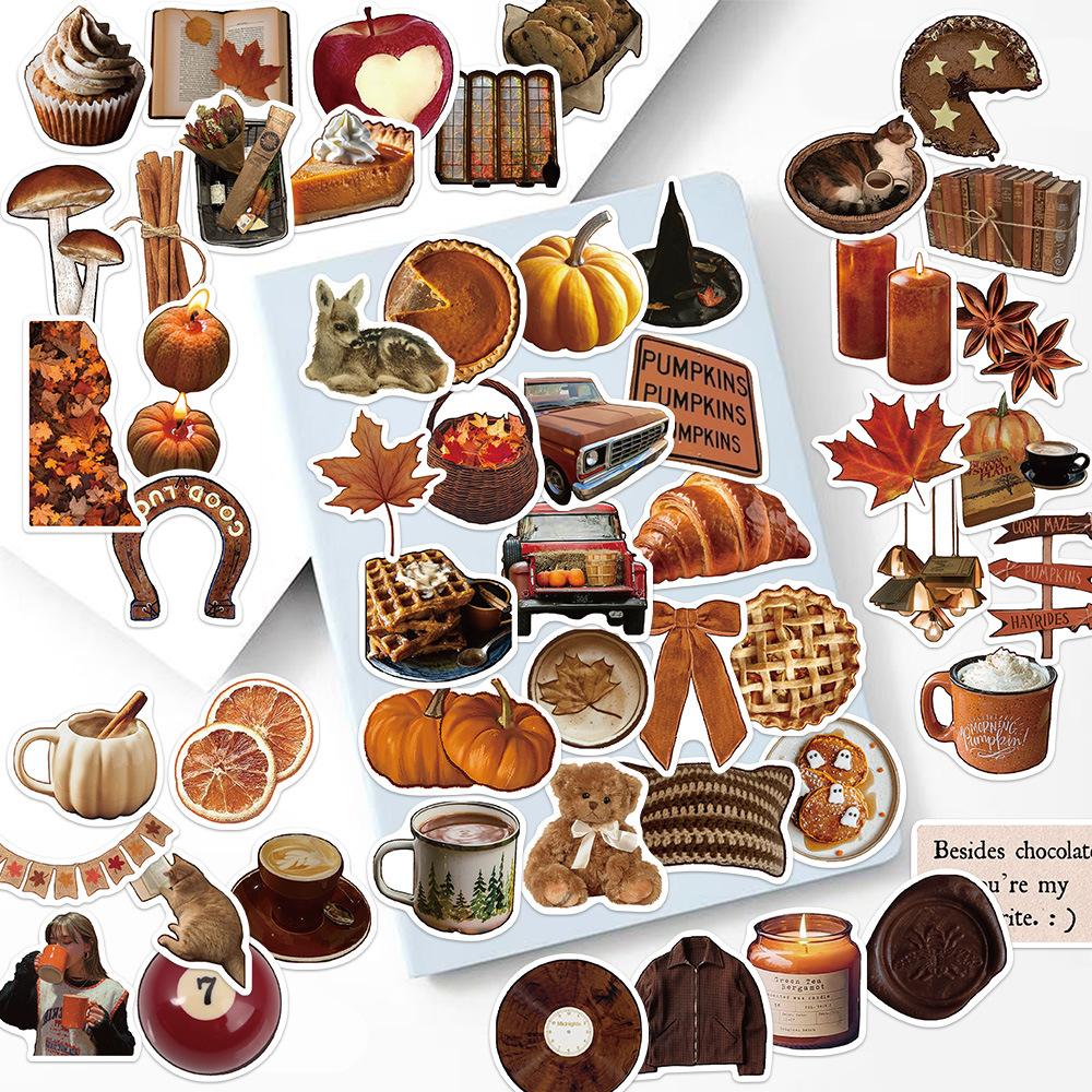 103Pcs Autumn Fall Stickers, Vintage Harvest Aesthetic Decals, Great Gift for Handcraft Lovers, Decor for Scrapbook, Journal, Planner, Card Making, Water Bottle, Luggage, Stickers For Scrapbooking