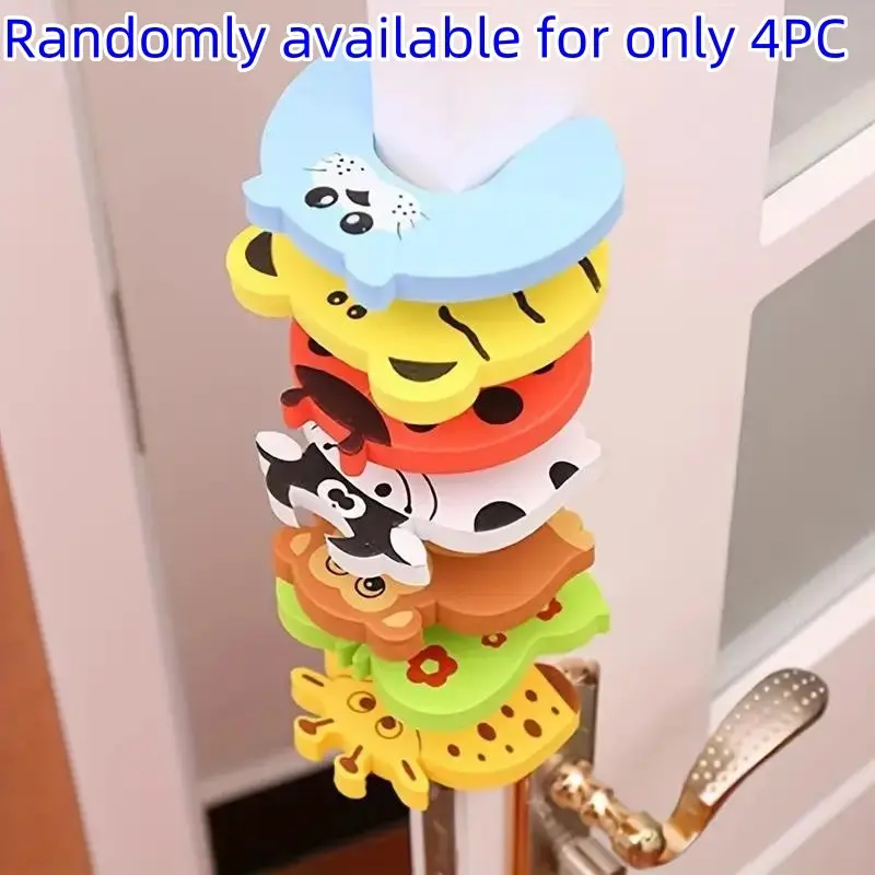 4 Pieces Safety Door Stopper Set for Kids, Child Safety, Cartoon Design Door Jammer Prevents Slamming and Pinching, Prevent Accidental Hand Injuries, Fun and Functional Door Safety Solutions, Door Pinch Guard, Door Protector